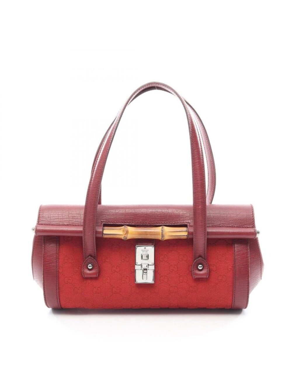 Gucci Handbag Bamboo GG Canvas Red